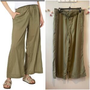 The LOFT Olive Green Ankle Casual Baggy Wide Leg Pants NWT